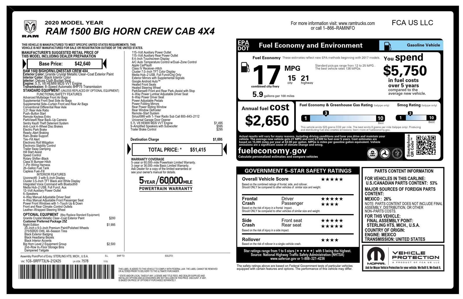 2020 RAM 1500 Big Horn