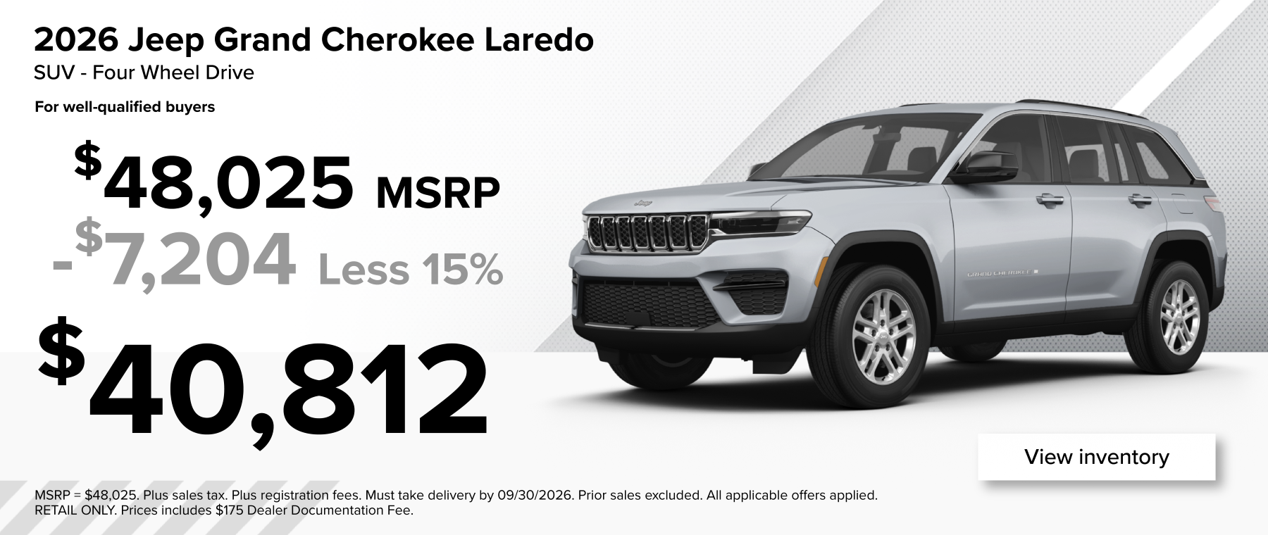 2026 Jeep Grand Cherokee Laredo is 15% off at West Herr!