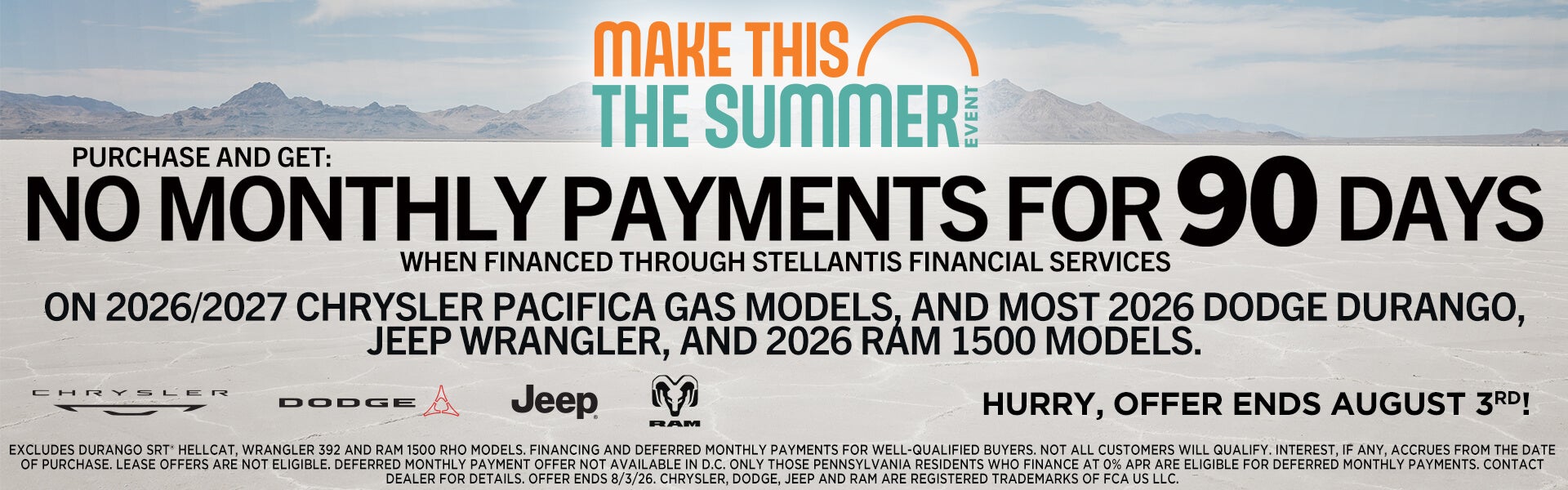 No monthly payments for 90 days on select vehicles!